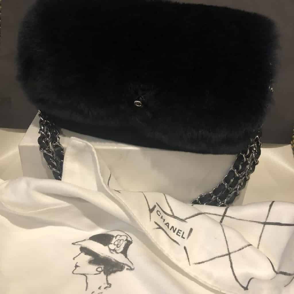 CHANEL Fur Bag Navy Blue Triple Shoulder Straps 2004-2005 - Image 5