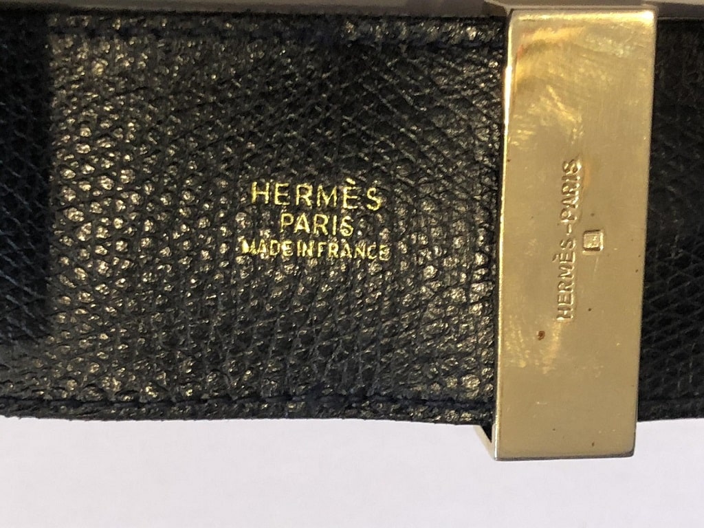 HERMÈS Collier de Chien Black Médor Cuff Bracelet Gold-Tone Epsom Calfskin - Image 10