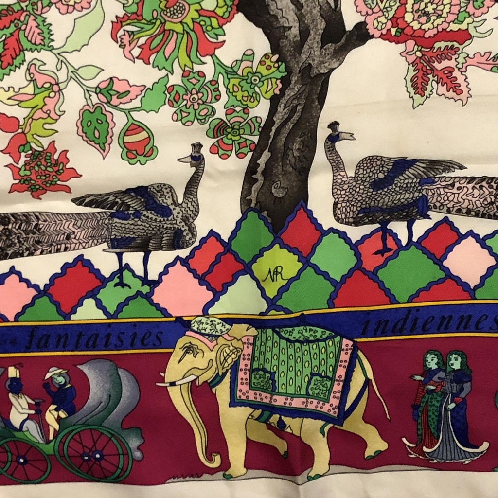 HERMÈS Vintage Silk Scarf Fantaisies Indiennes W/Box Collector