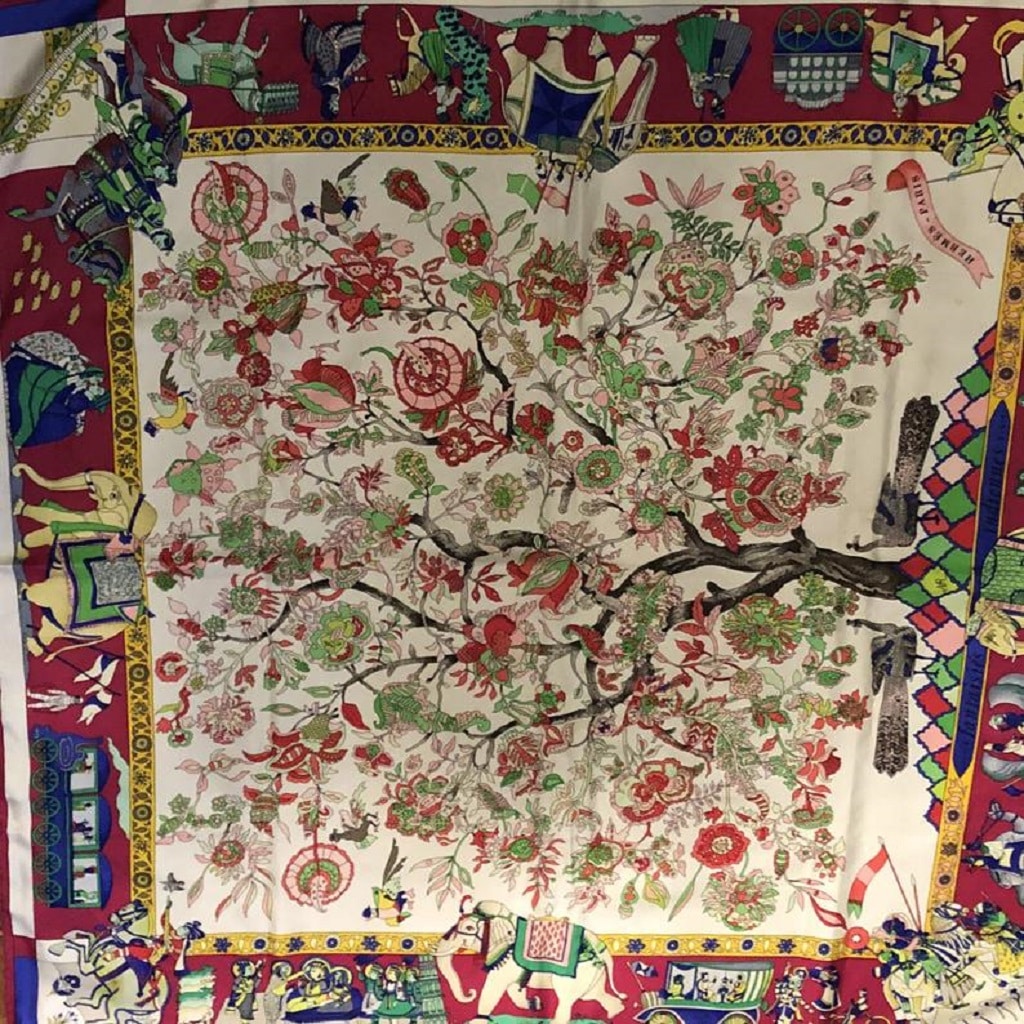 HERMÈS Vintage Silk Scarf Fantaisies Indiennes W/Box Collector - Image 9