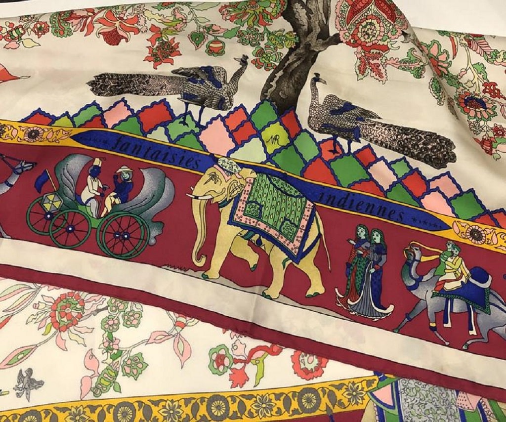 HERMÈS Vintage Silk Scarf Fantaisies Indiennes W/Box Collector - Image 6