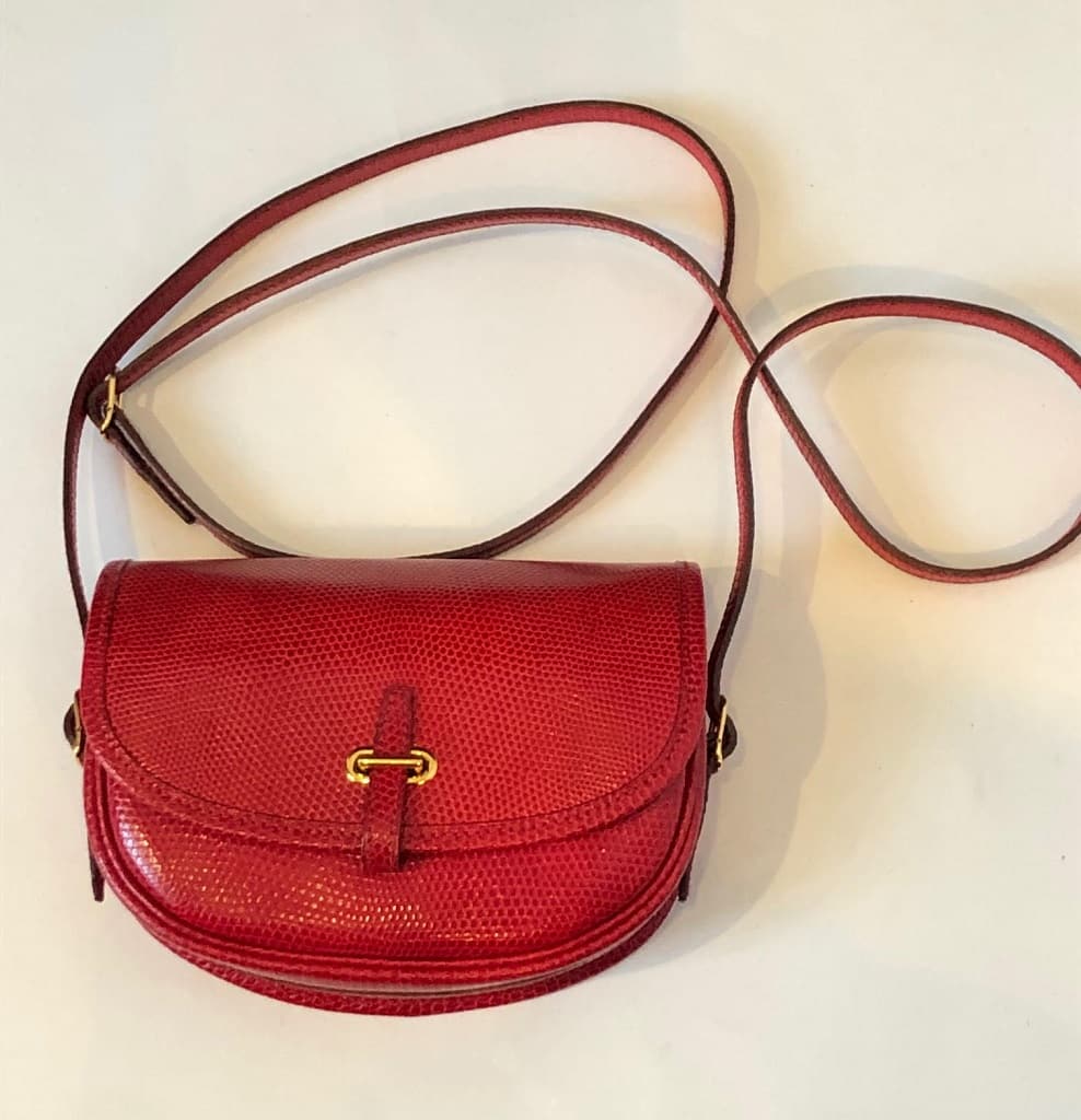 HERMÈS Red Lizard Balle de Golf Shoulder Bag RARE Vintage - Image 3