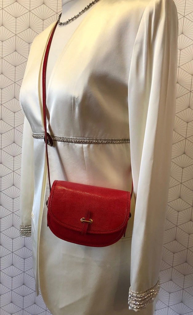HERMÈS Red Lizard Balle de Golf Shoulder Bag RARE Vintage - Image 10