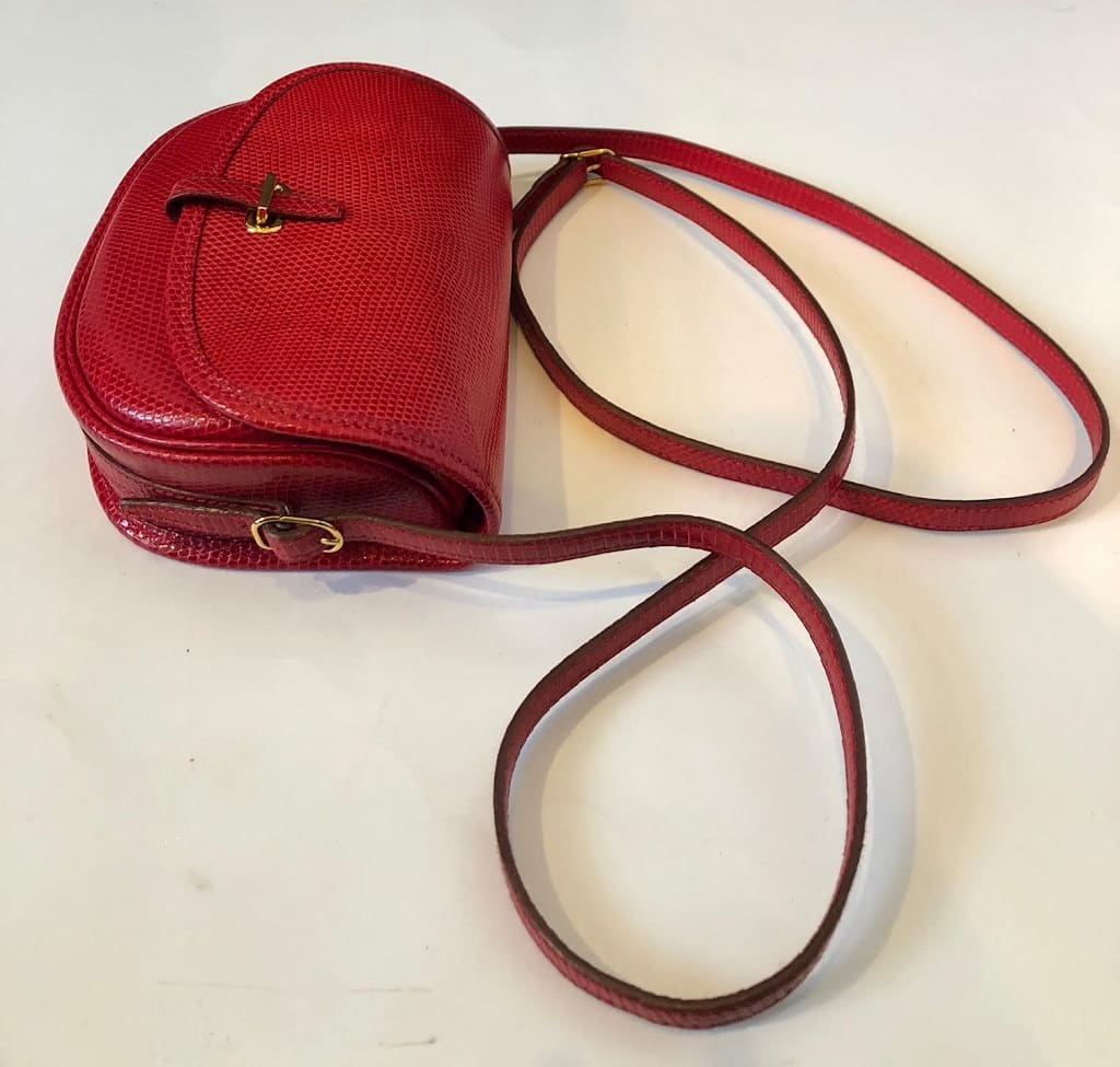 HERMÈS Red Lizard Balle de Golf Shoulder Bag RARE Vintage - Image 4