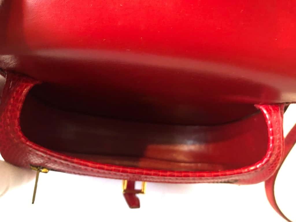 HERMÈS Red Lizard Balle de Golf Shoulder Bag RARE Vintage - Image 9