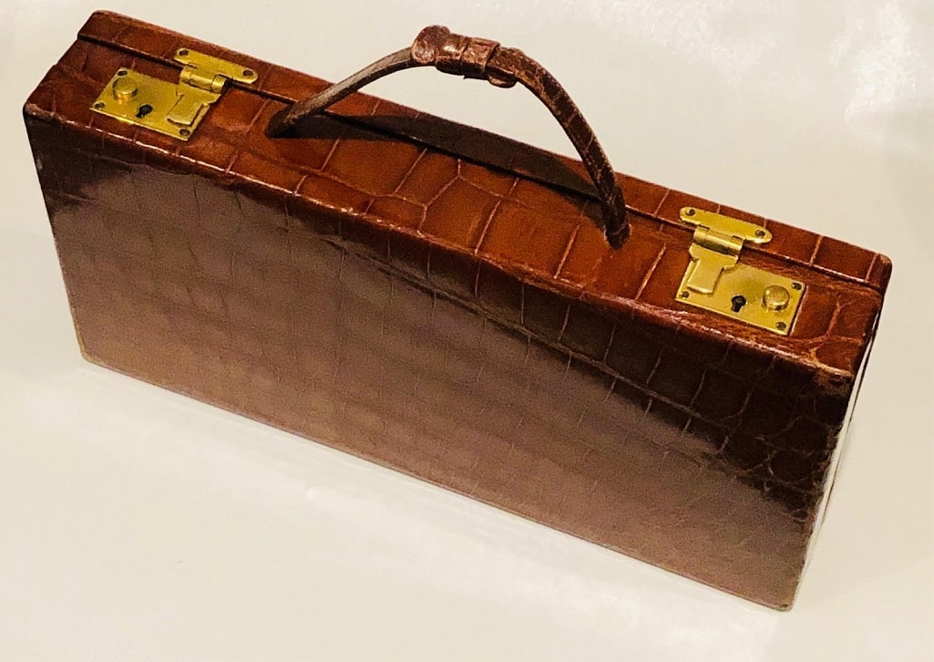 ASPREY LONDON Edwardian Crocodile Travelling Jewellery Box W/Key Circa 1900-1920 - Image 3