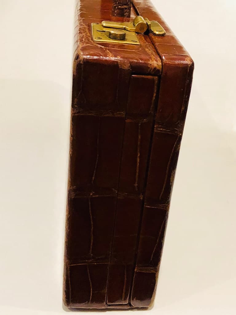 ASPREY LONDON Edwardian Crocodile Travelling Jewellery Box W/Key Circa 1900-1920 - Image 4