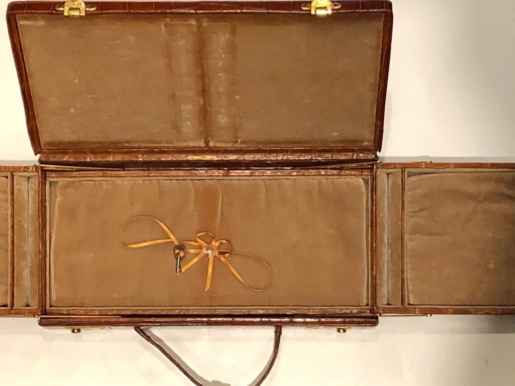 ASPREY LONDON Edwardian Crocodile Travelling Jewellery Box W/Key Circa 1900-1920 - Image 7