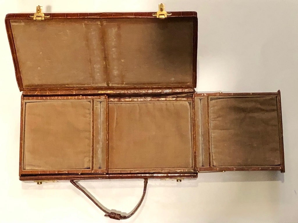 ASPREY LONDON Edwardian Crocodile Travelling Jewellery Box W/Key Circa 1900-1920 - Image 8