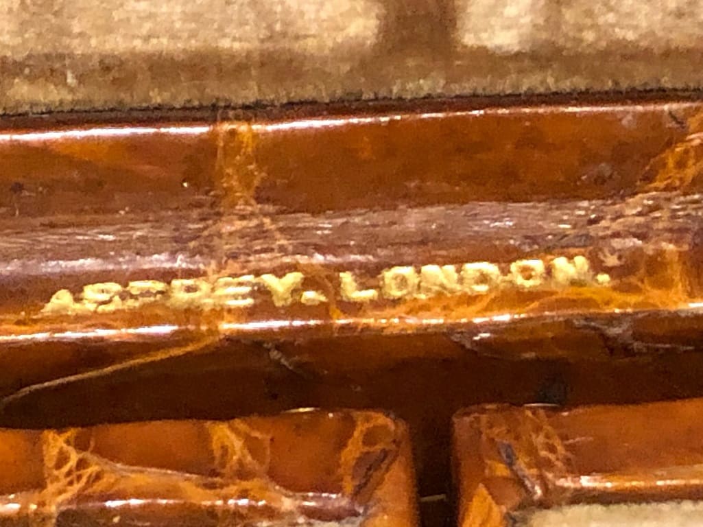 ASPREY LONDON Edwardian Crocodile Travelling Jewellery Box W/Key Circa 1900-1920 - Image 6