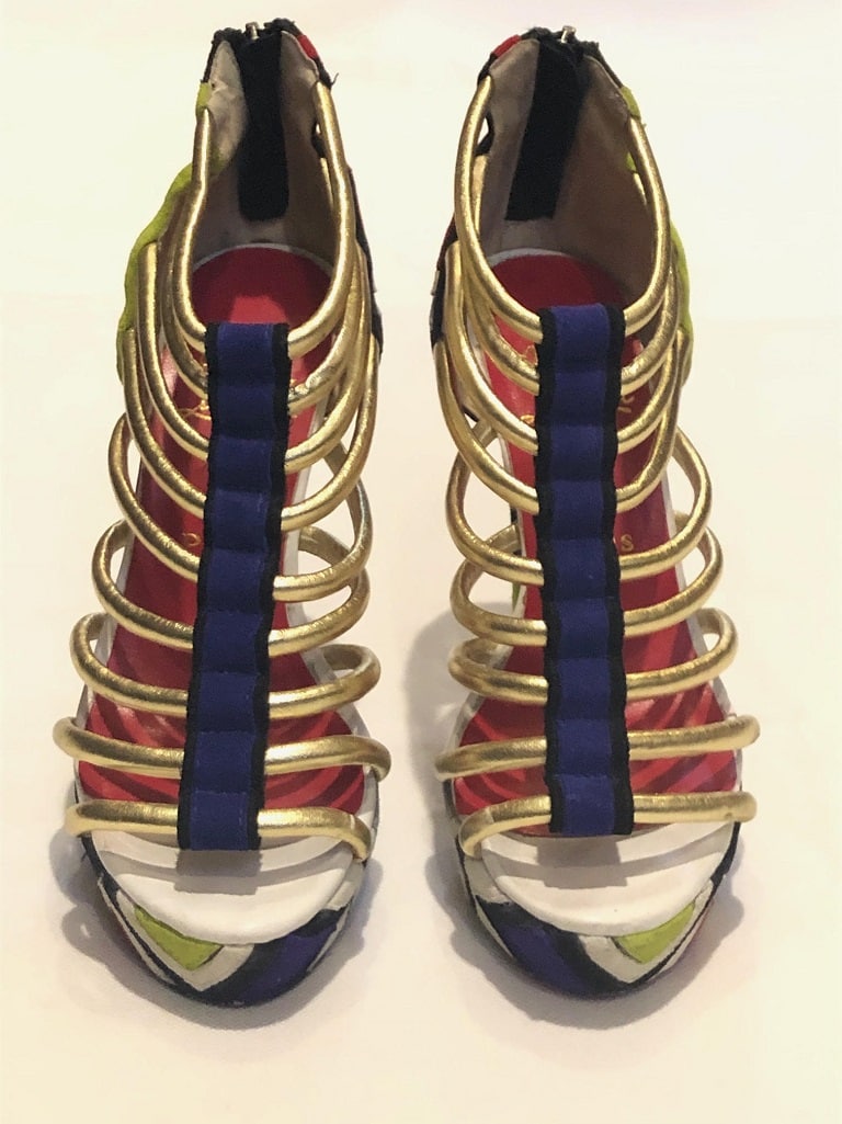 CHRISTIAN LOUBOUTIN Heels Ulona 140 Platform Sandals Multi Suede Leather - Image 3