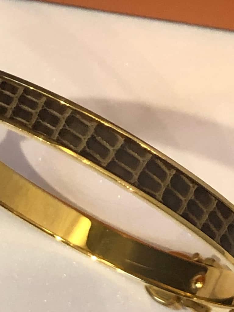 HERMÈS Bangle Bracelet Lizard & Gold Metal Belt - Image 6
