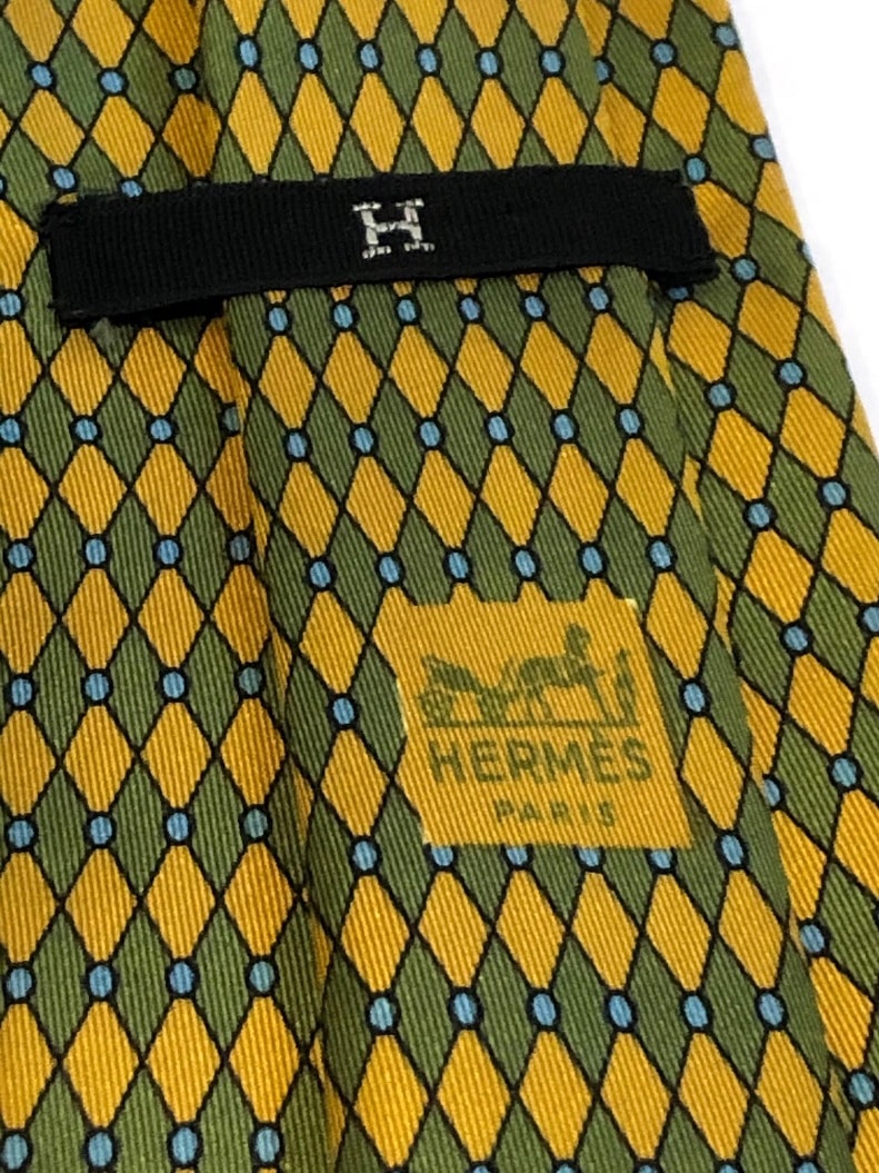 HERMÈS Tie Pre-Owned Losange Diamond Multi 1970-1980's Vintage - Image 4