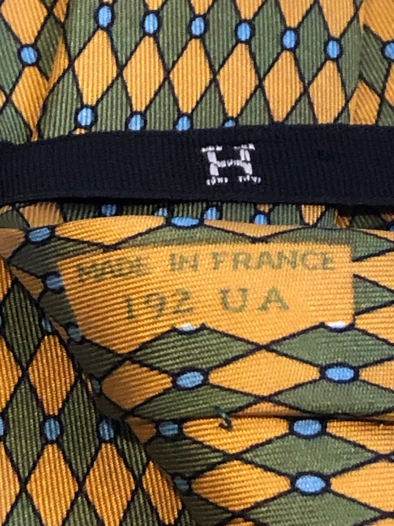 HERMÈS Tie Pre-Owned Losange Diamond Multi 1970-1980's Vintage - Image 5