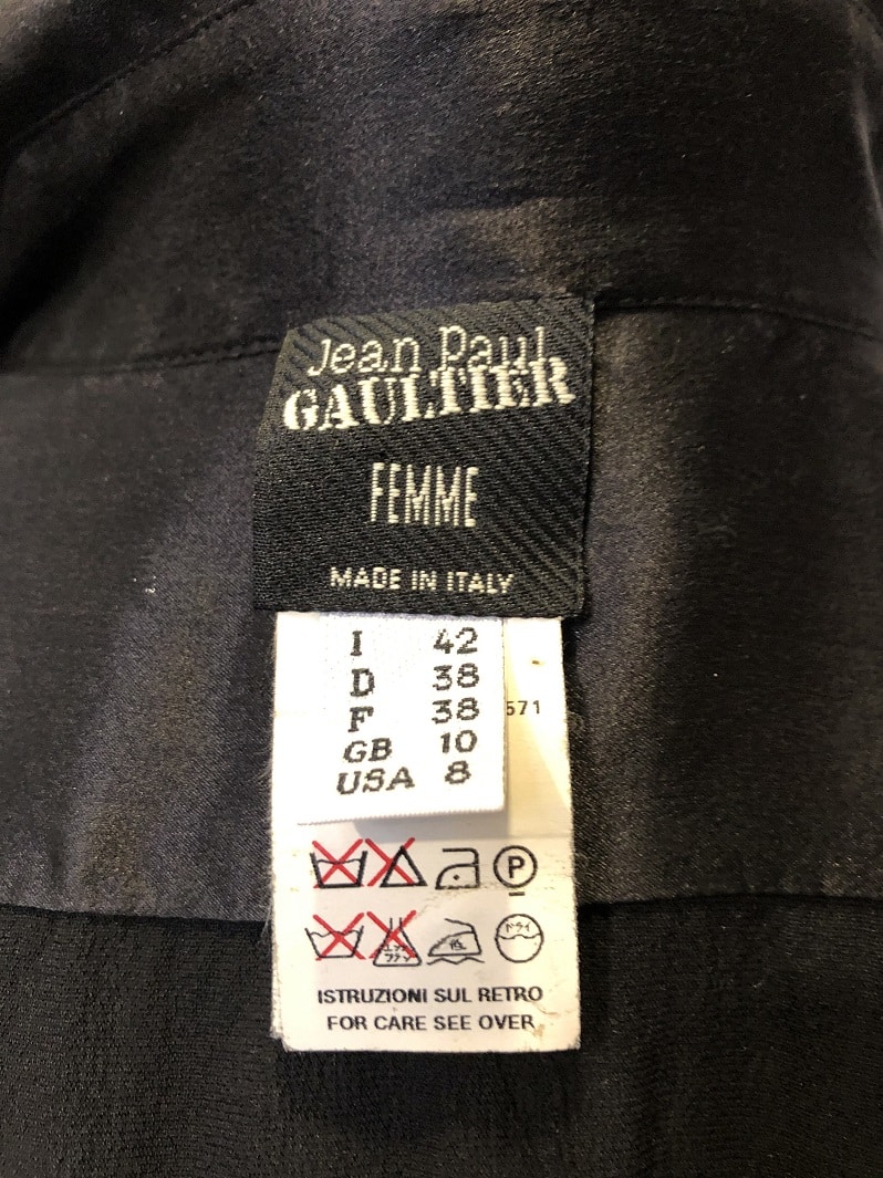 JEAN-PAUL GAULTIER Vintage Couture Smoking Shirt Black Silk Pleated - Image 8