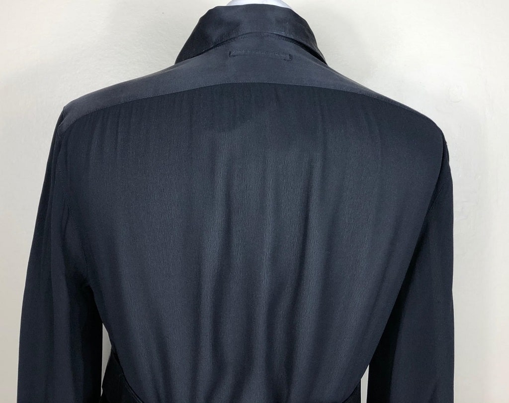 JEAN-PAUL GAULTIER Vintage Couture Smoking Shirt Black Silk Pleated - Image 5