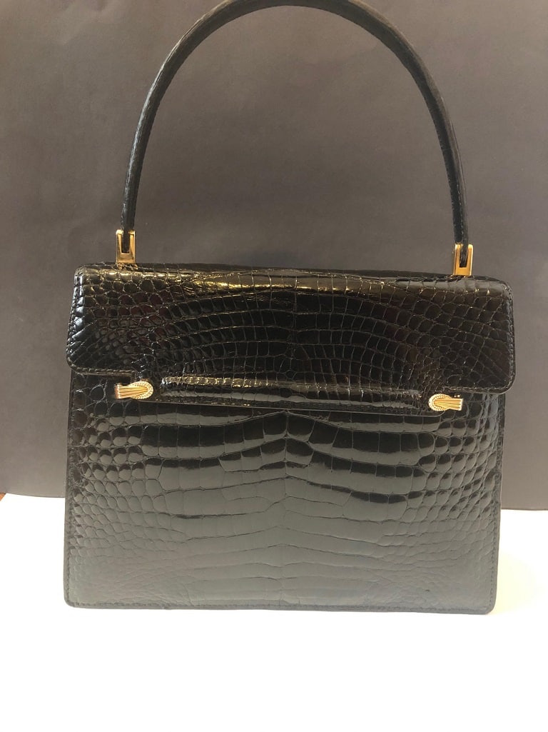 Shiny Black Cordelière Handbag FORTNUM & MASON 1950's Made In France - Image 3