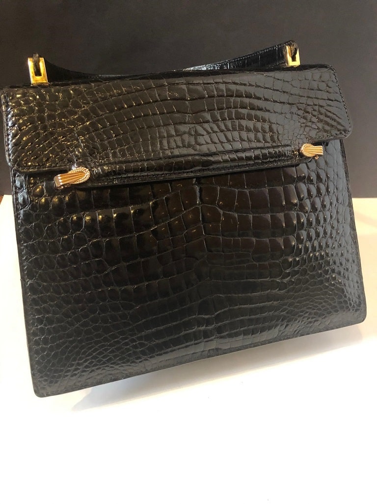 Shiny Black Cordelière Handbag FORTNUM & MASON 1950's Made In France - Image 4