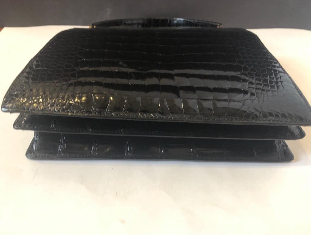 Shiny Black Cordelière Handbag FORTNUM & MASON 1950's Made In France - Image 8