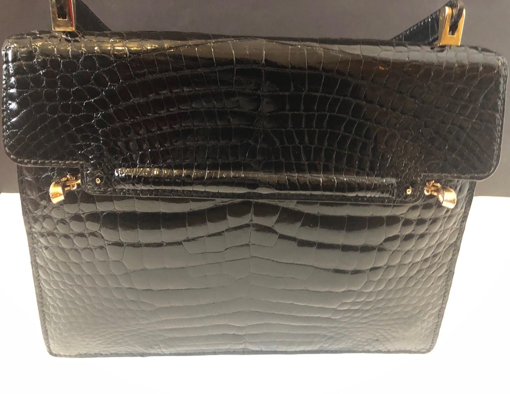 Shiny Black Cordelière Handbag FORTNUM & MASON 1950's Made In France - Image 7