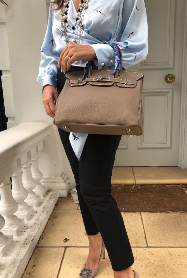 HERMÈS Etoupe Togo Birkin 30 Palladium Hardware AS NEW