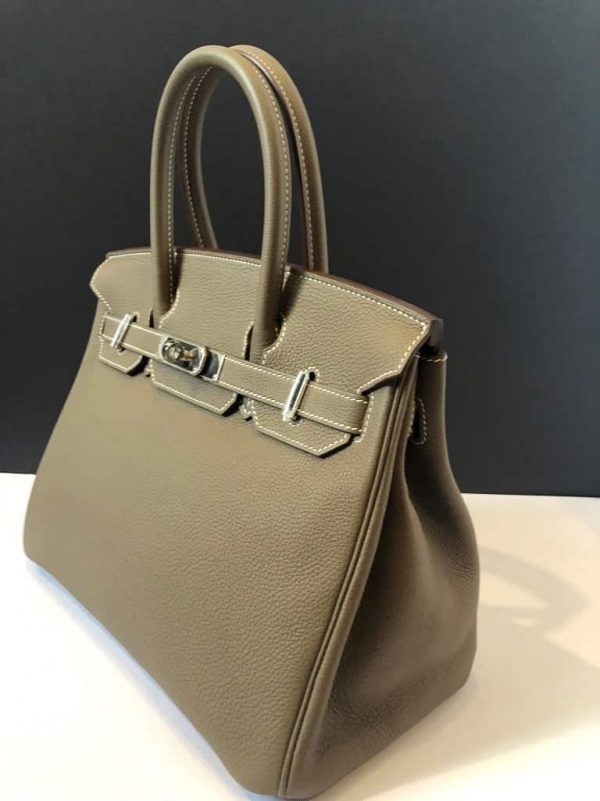 HERMÈS Etoupe Togo Birkin 30 Palladium Hardware AS NEW - Image 2