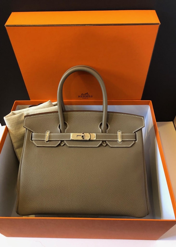 HERMÈS Etoupe Togo Birkin 30 Palladium Hardware AS NEW - Image 13
