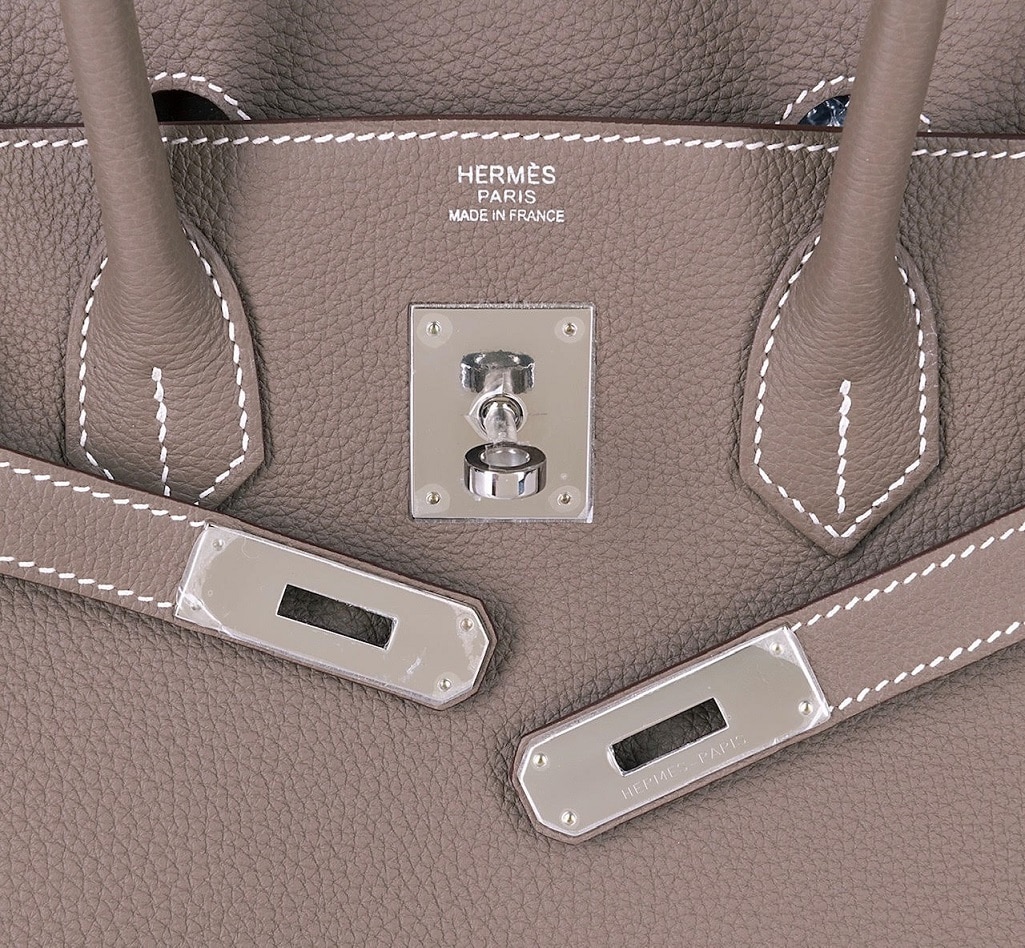 HERMÈS Etoupe Togo Birkin 30 Palladium Hardware AS NEW - Image 14