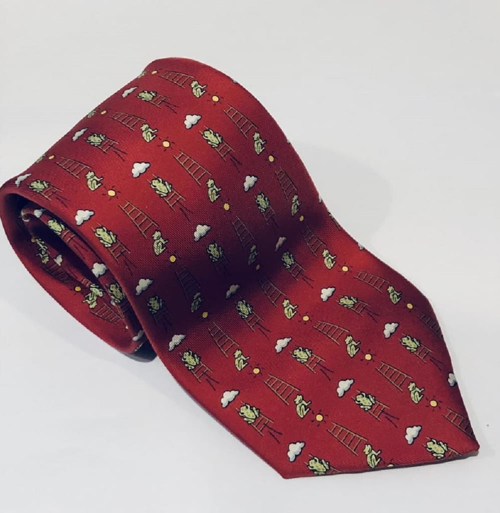 HERMÈS Pre-Owned Frogs Ladders And Clouds Print Tie Vintage