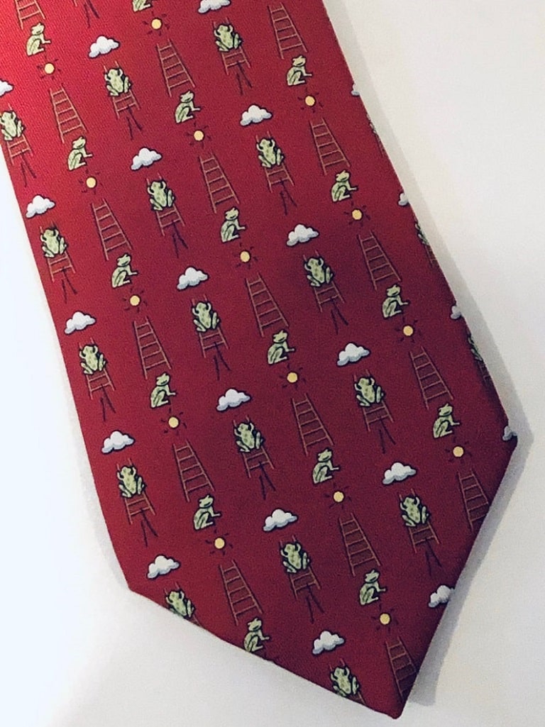 HERMÈS Pre-Owned Frogs Ladders And Clouds Print Tie Vintage - Image 4