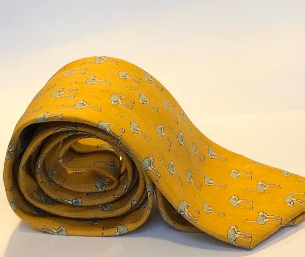 HERMÈS Pre-Owned Ostrich Print Tie Black White & Yellow Vintage