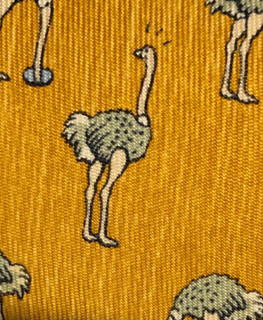 HERMÈS Pre-Owned Ostrich Print Tie Black White & Yellow Vintage - Image 3