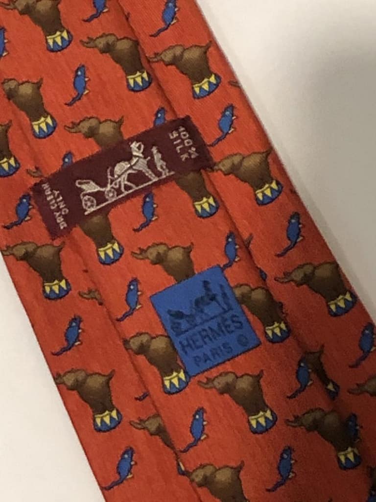 HERMÈS Tie Pre-Owned Elephants Circus Mice Multi 1990's Vintage - Image 6