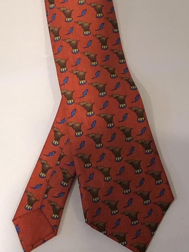 HERMÈS Tie Pre-Owned Elephants Circus Mice Multi 1990's Vintage - Image 3