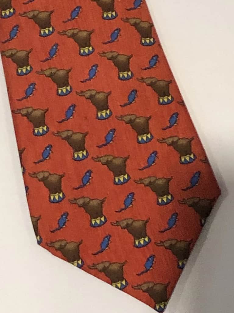 HERMÈS Tie Pre-Owned Elephants Circus Mice Multi 1990's Vintage - Image 2