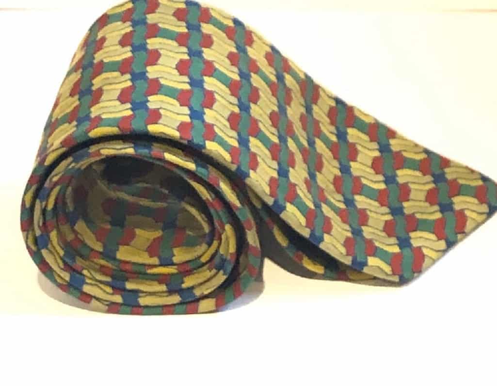 HERMÈS Tie Pre-Owned Zig Zag Geometric Multi 1970-1980's Rare
