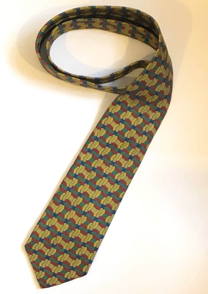 HERMÈS Tie Pre-Owned Zig Zag Geometric Multi 1970-1980's Rare - Image 5