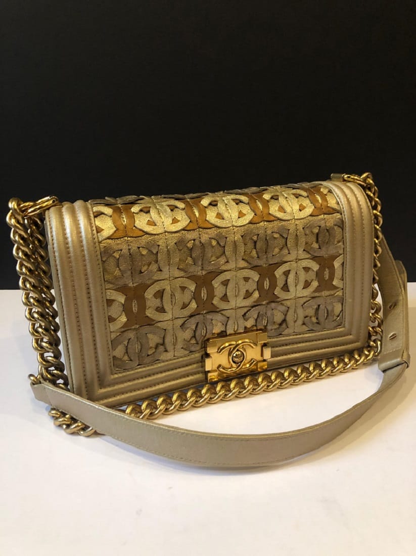 CHANEL Limited Edition Gold CC Cut-Out Boy Bag 2014-2015 - Image 3