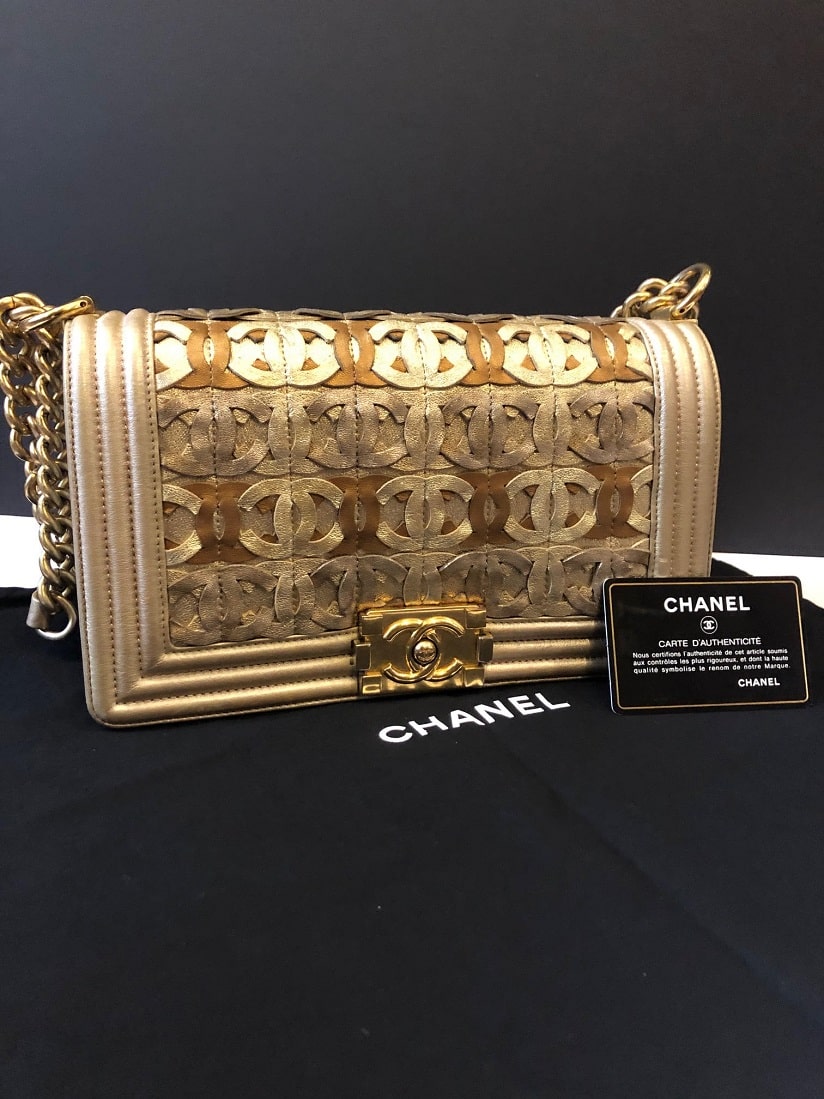 CHANEL Limited Edition Gold CC Cut-Out Boy Bag 2014-2015