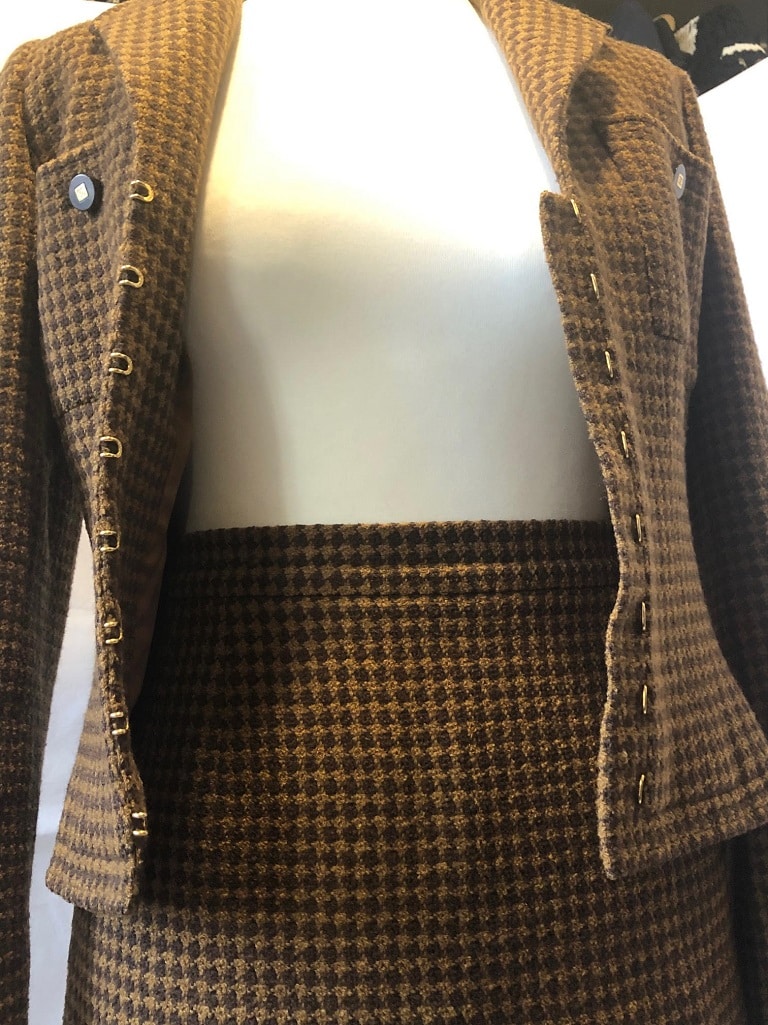 CHANEL 1990s Tweed Two-Piece Suit Belted Jacket Skirt Chanel Iconic Vintage Suit - Image 8