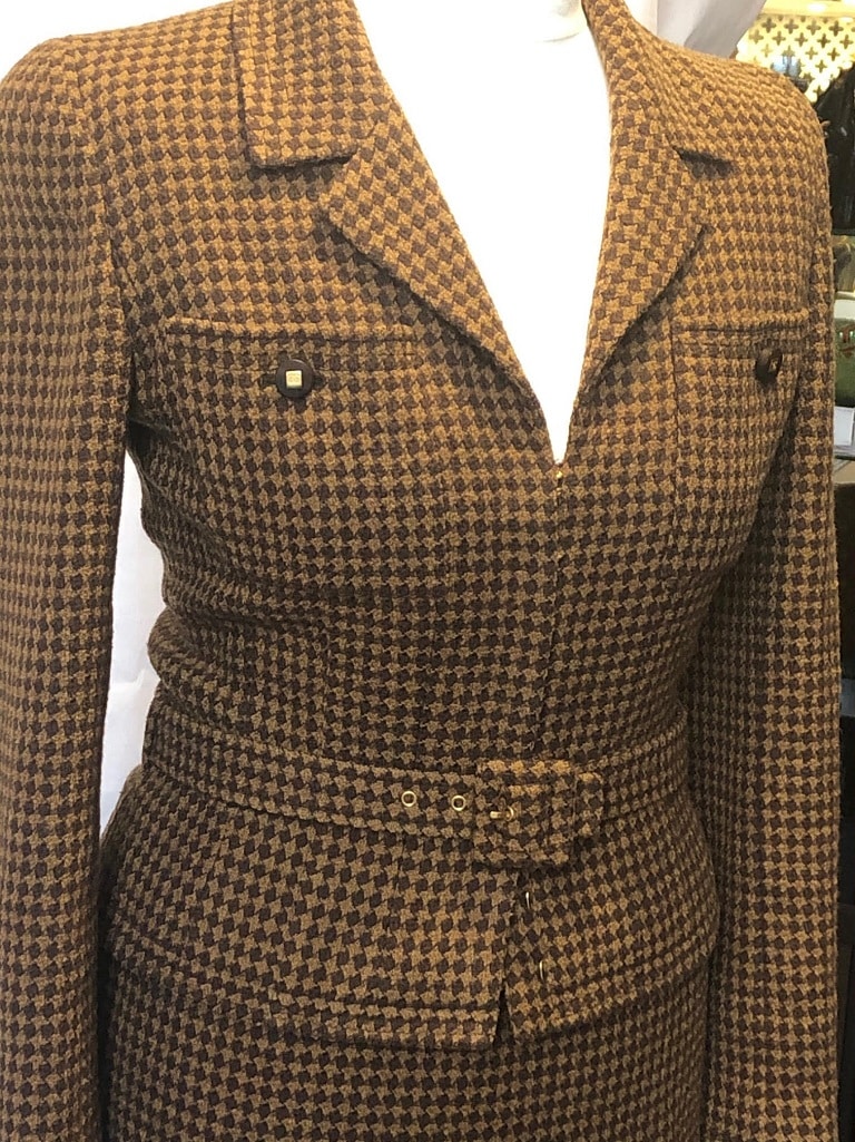 CHANEL 1990s Tweed Two-Piece Suit Belted Jacket Skirt Chanel Iconic Vintage Suit - Image 2