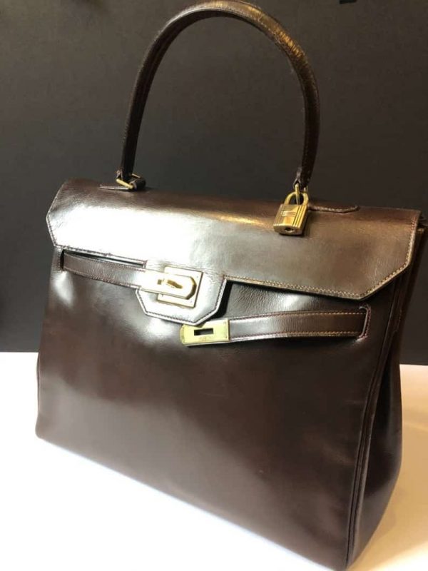 HERMÈS Kelly Monaco Collector Chocolate Brown Box Handbag 1960 - Image 2