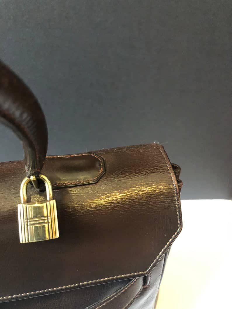 HERMÈS Kelly Monaco Collector Chocolate Brown Box Handbag 1960 - Image 14