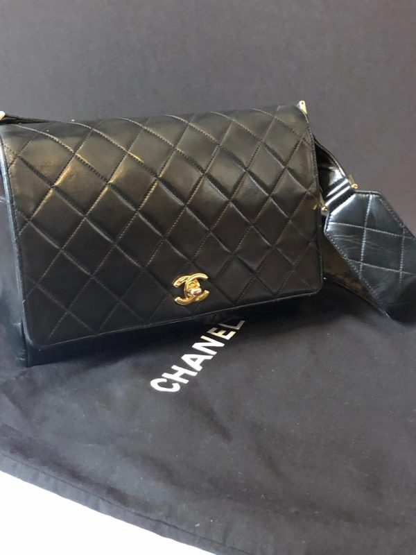 CHANEL Handbag Timeless Lambskin Quilted Horizontal & Vertical Vintage 90s - Image 4