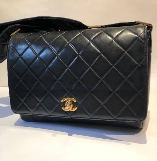CHANEL Handbag Timeless Lambskin Quilted Horizontal & Vertical Vintage 90s