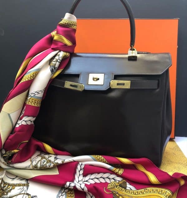HERMÈS Kelly Monaco Collector Chocolate Brown Box Handbag 1960