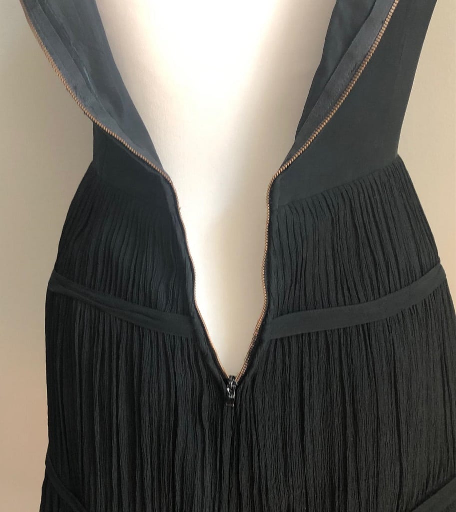French Couture Dress Black Silk Wasp-Waisted Pleats Circa 1950-1960’s - Could Be Attributed to Christian Dior - Image 6