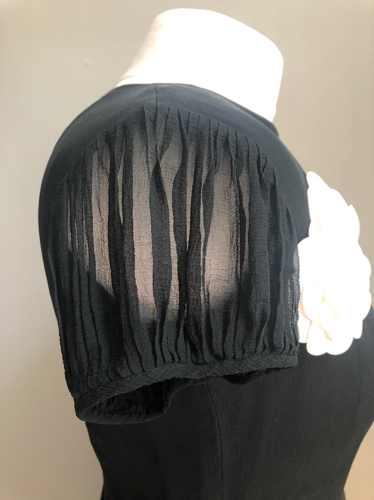 French Couture Dress Black Silk Wasp-Waisted Pleats Circa 1950-1960’s - Could Be Attributed to Christian Dior - Image 4