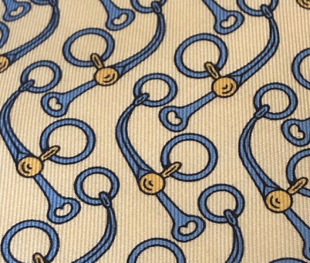 HERMÈS Tie Duck's Head Chain Motif Yellow Blue - Image 3