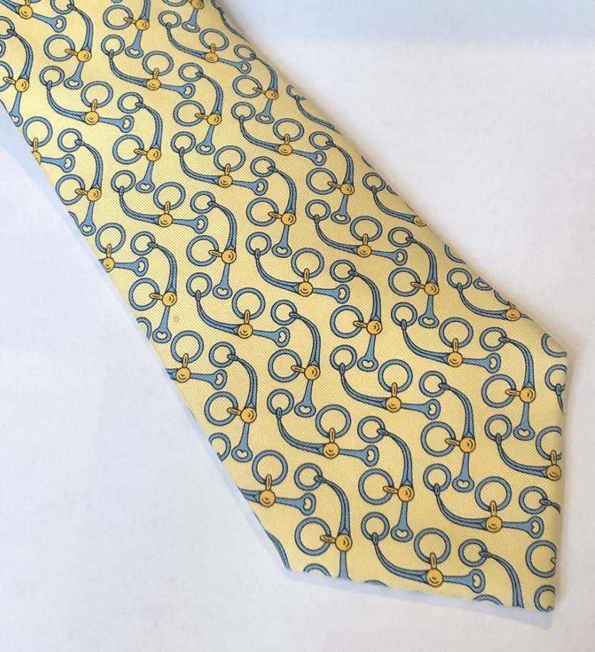 HERMÈS Tie Duck's Head Chain Motif Yellow Blue - Image 2